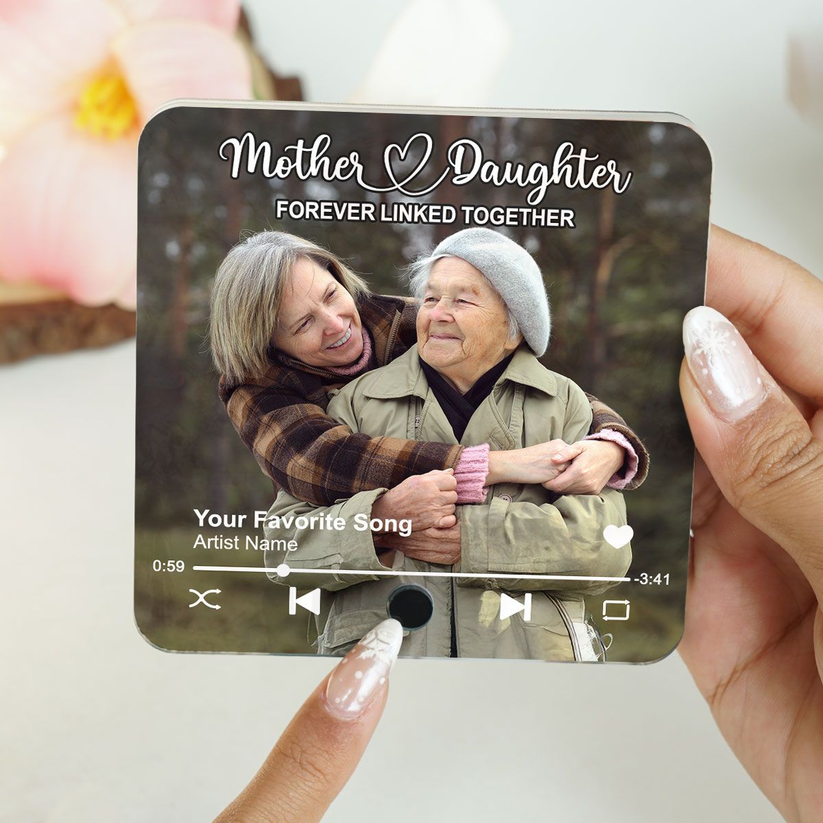 Mother & Daughters Sons Forever Linked Together Upload Photo Personalized Music Fridge Magnet, Heartfelt Mother's Day Gift , Birthday Gift For Mom