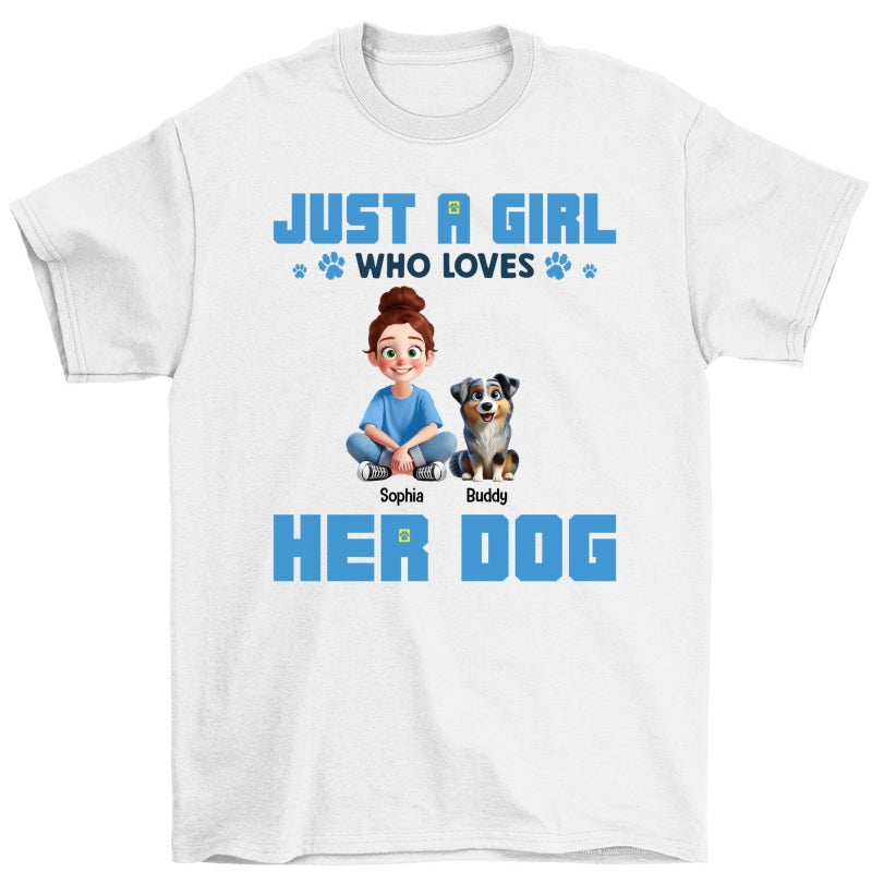 Animation Cartoon Just A Girl Who Loves Her Dogs Personalized Shirt, Gift For Dog Lovers