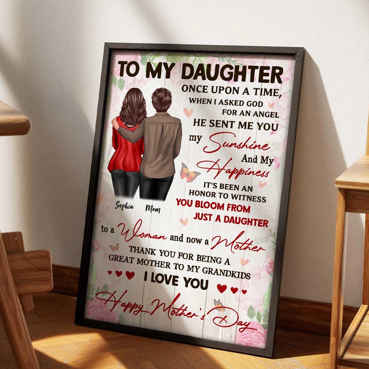 Watching You Be A Mom Happy Mother's Day From Mom Personalized Canvas, Mother's Day Gift For Daughter