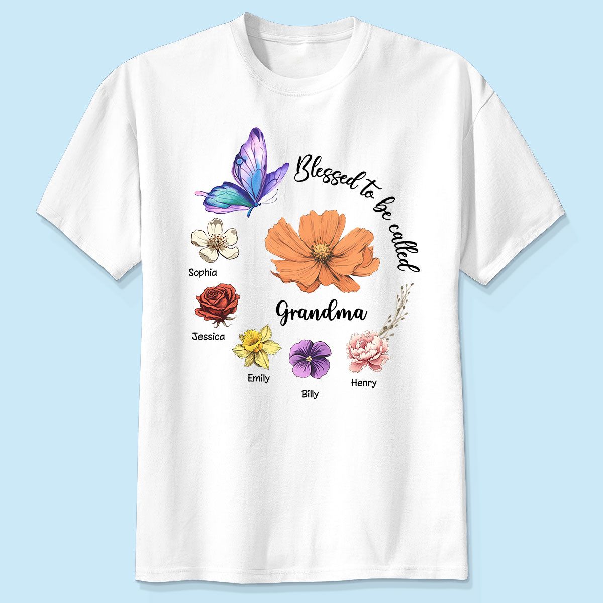 Blessed To Be Called Mom Grandma Circle Birth Month Flowers Personalized Shirt, Mother's Day Gift for Moms, for Grandmas