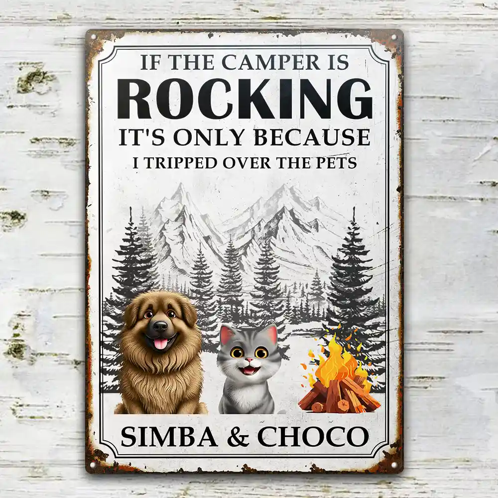 It's Only Because I Tripped Over The Dog Funny Camping - Personalized Classic Metal Signs