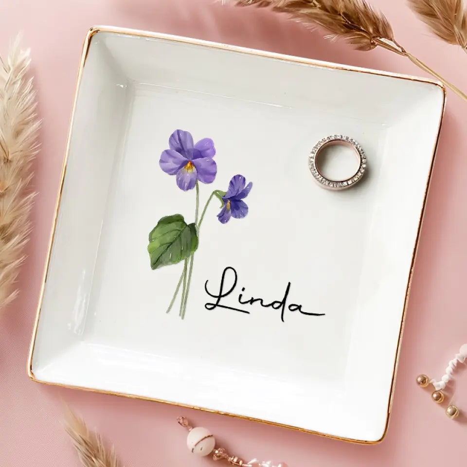 Friends Are Flowers That Never Fade - Bestie Personalized Custom Jewelry Dish - Wedding Gift, Bridesmaid Gift For Best Friends, BFF, Sisters