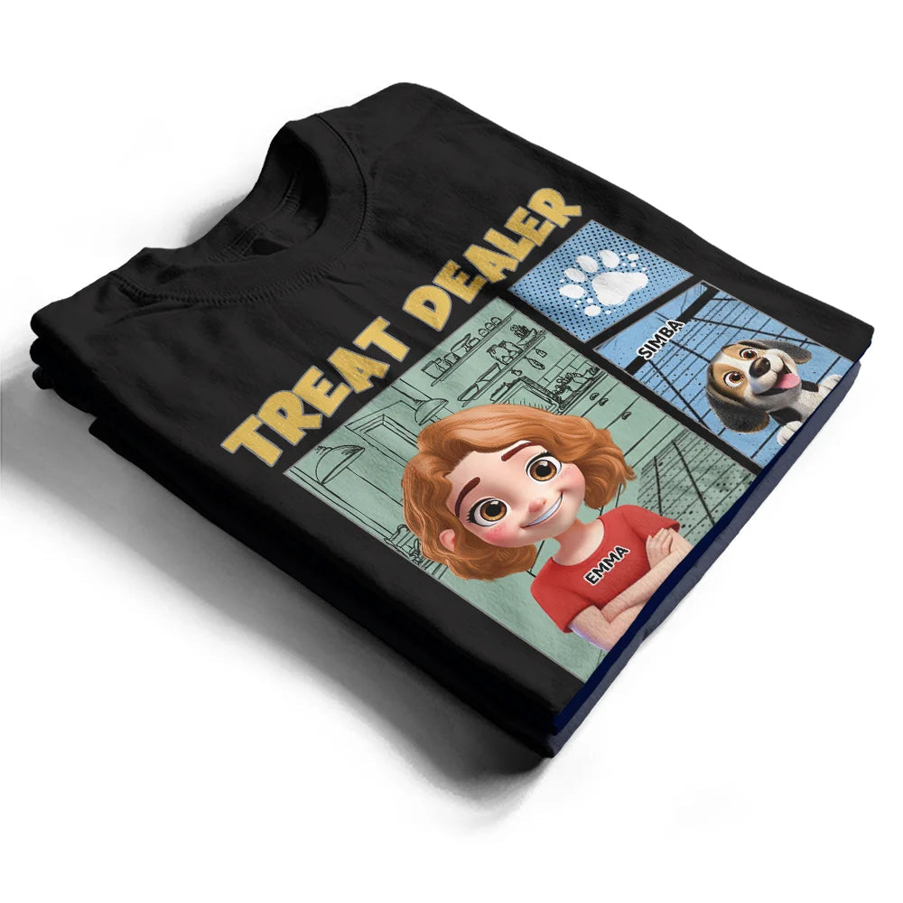 More Color Funny Comic Pet Lover Treat Dealer Cute Dog Cat - Personalized T Shirt