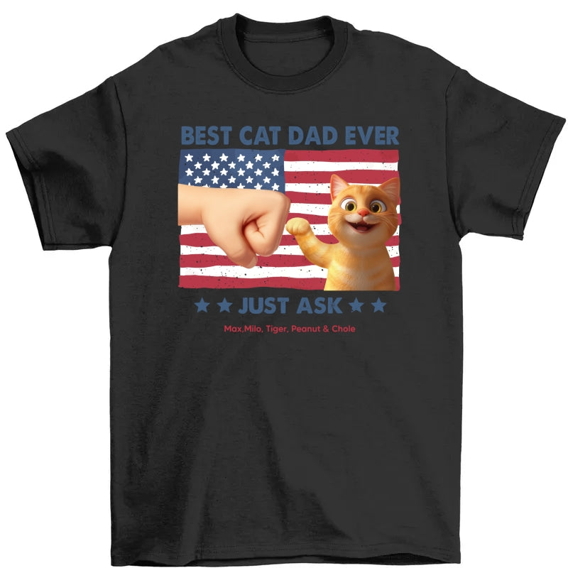 Best Cat Dad Nation Flag Personalized Shirt, Cute Cartoon Funny Cats, Gift for Cat Dads