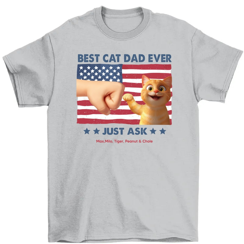Best Cat Dad Nation Flag Personalized Shirt, Cute Cartoon Funny Cats, Gift for Cat Dads