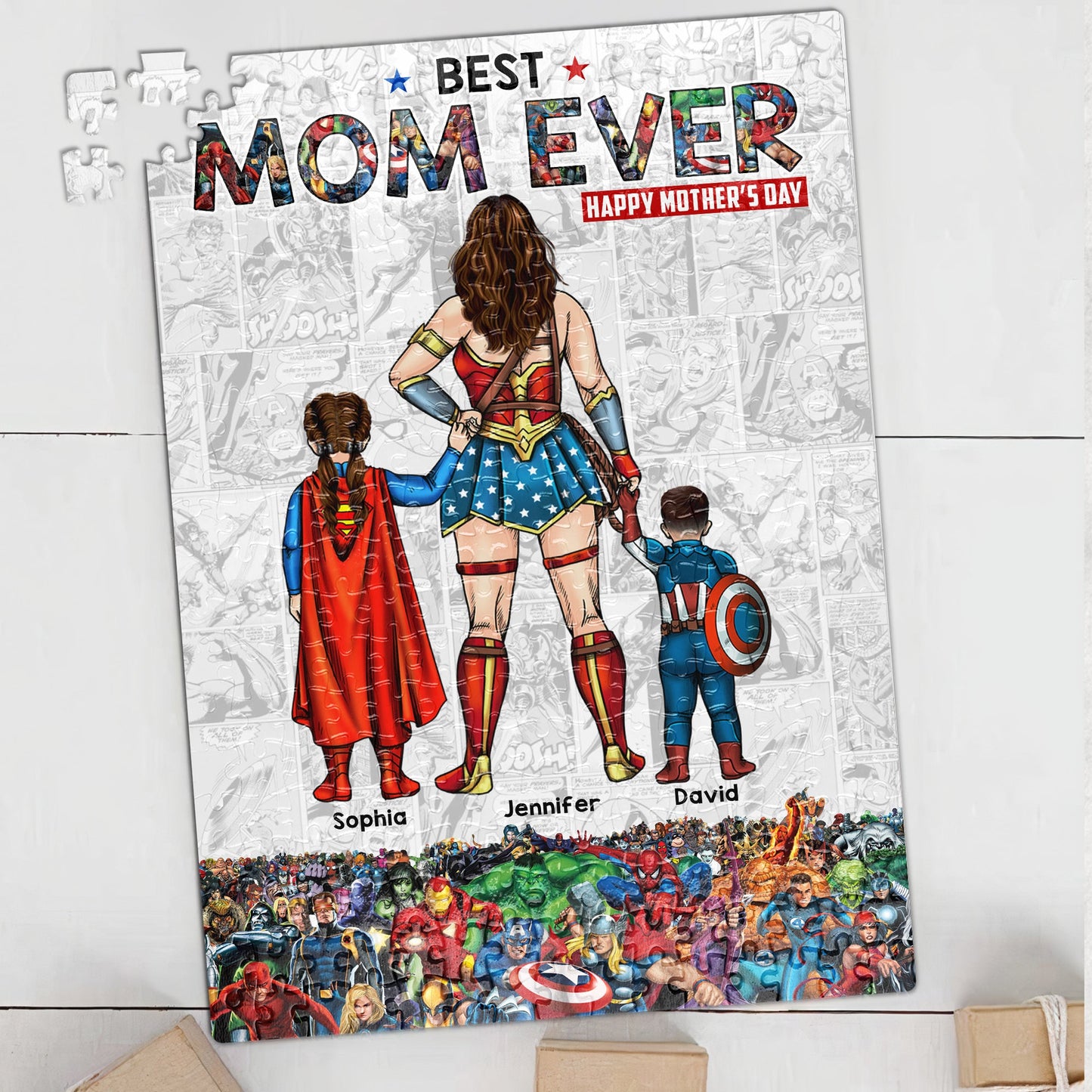 Best Dad Ever Super DAD - Gift For Dad - Personalized Custom Jigsaw Puzzle