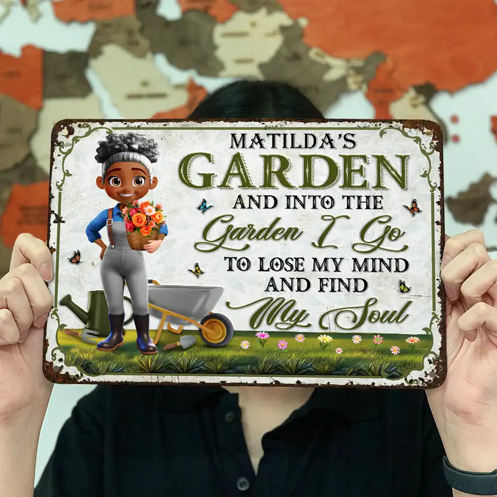 And Into The Garden I Go Gardening Woman - Personalized Classic Metal Signs