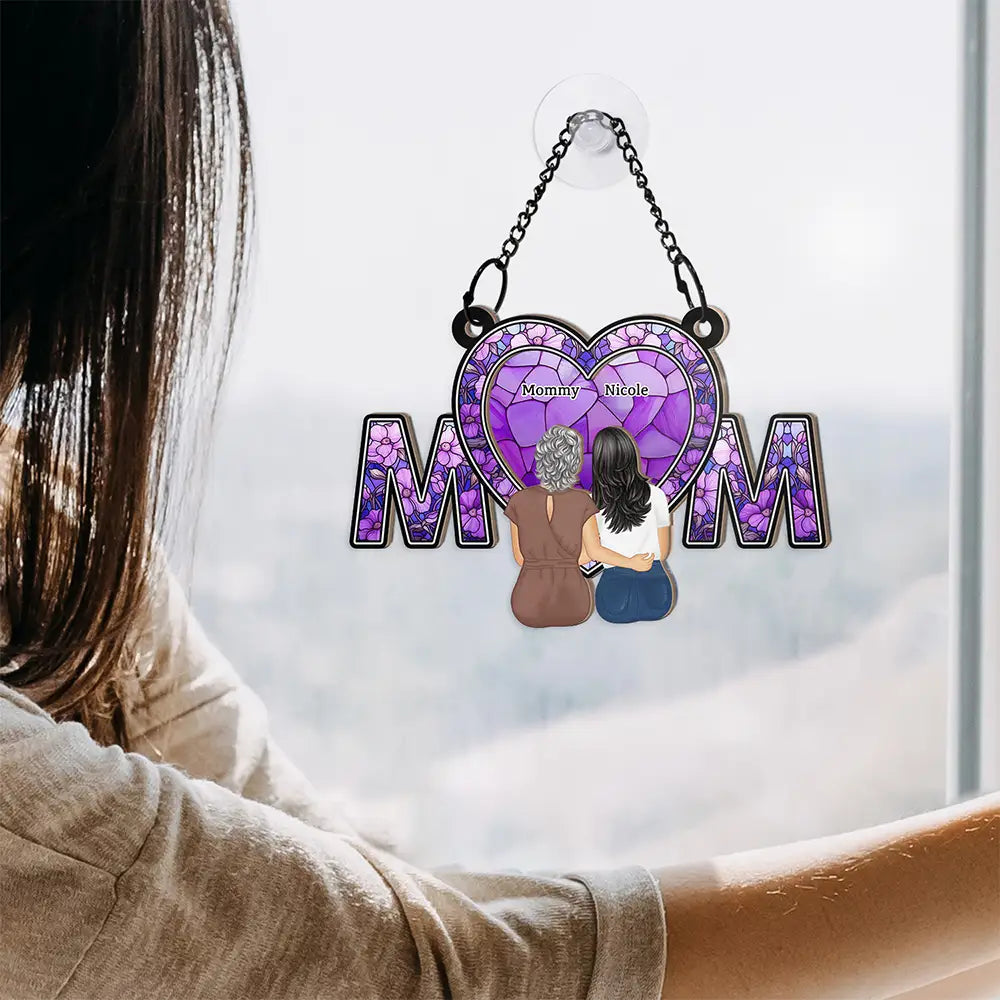 Mom & Daughter Flower - Personalized Window Hanging Suncatcher Ornament