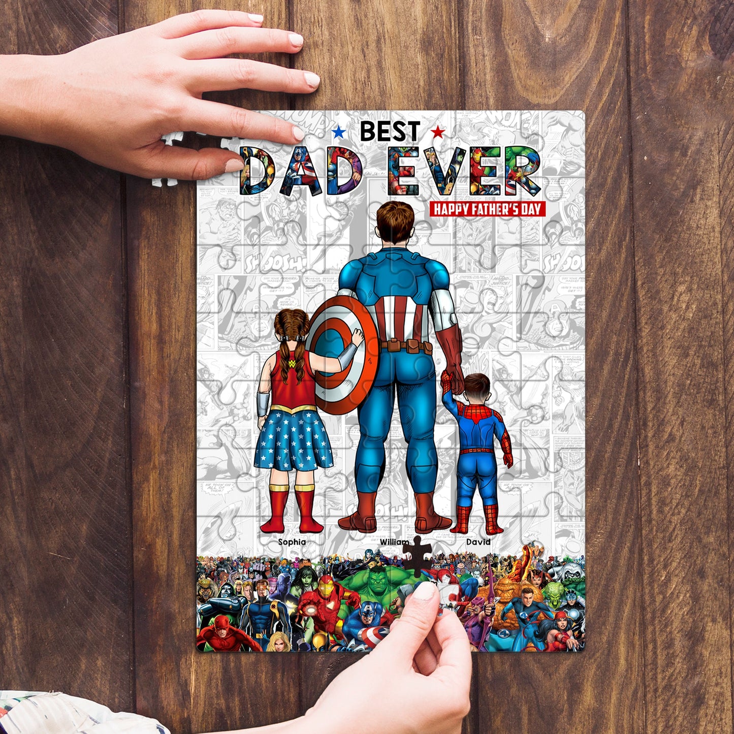 Best Dad Ever Super DAD - Gift For Dad - Personalized Custom Jigsaw Puzzle