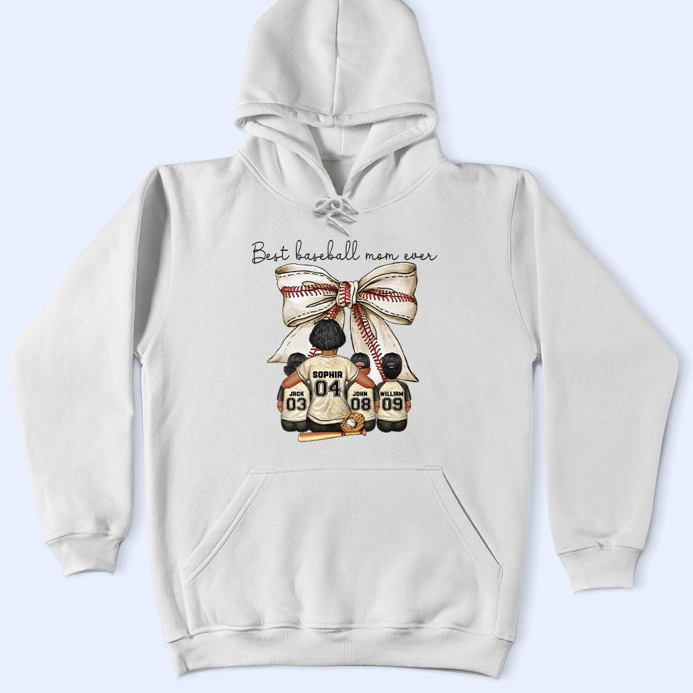 Best Baseball Mom Ever Coquette Bow - Personalized T Shirt