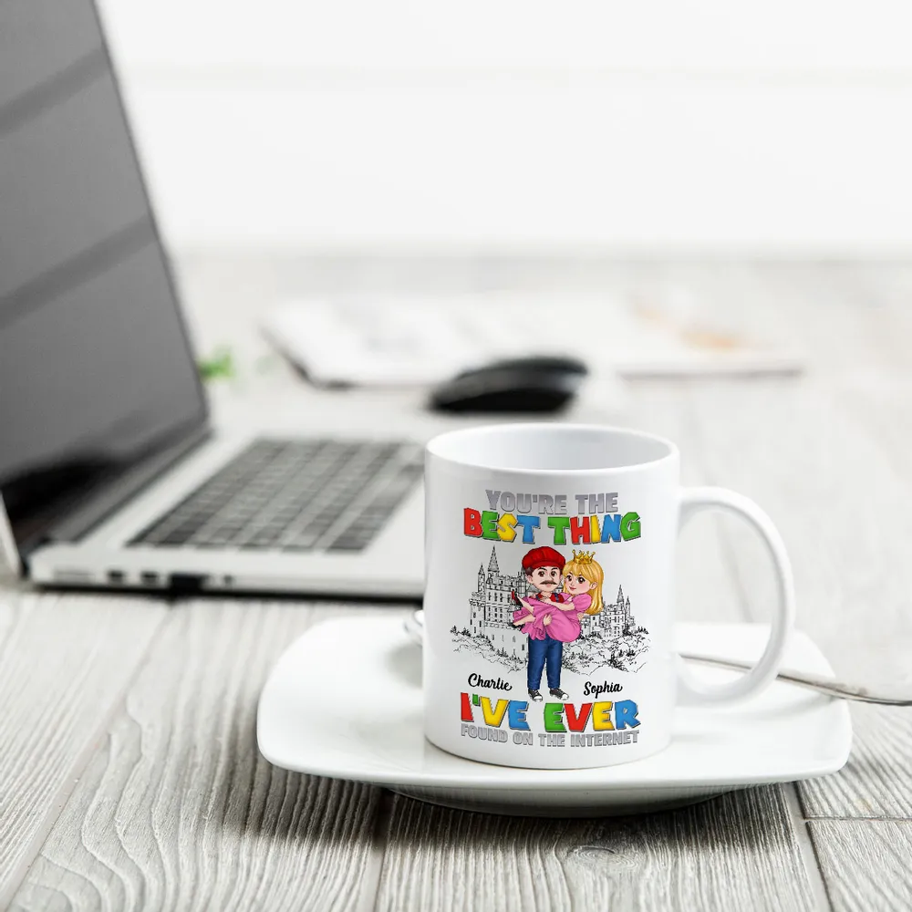 The Best Thing I‘ve Ever Found On The Internet Man Carrying Woman Cartoon Couple Personalized Coffee Mug