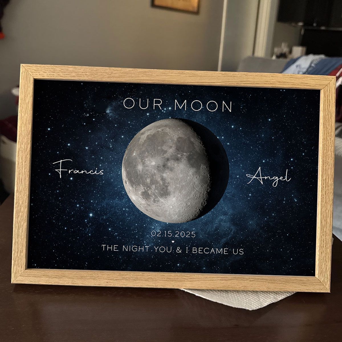 Our Moon Couple Gift Moon Phase Art Anniversary for Wife, Gift for Husband Wedding Anniversary Personalized Canvas
