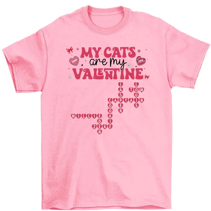 My Dogs Cats Are My Valentine Crossword Puzzle Art Valentine's Day Gift For Pet Lover Personalized Shirt