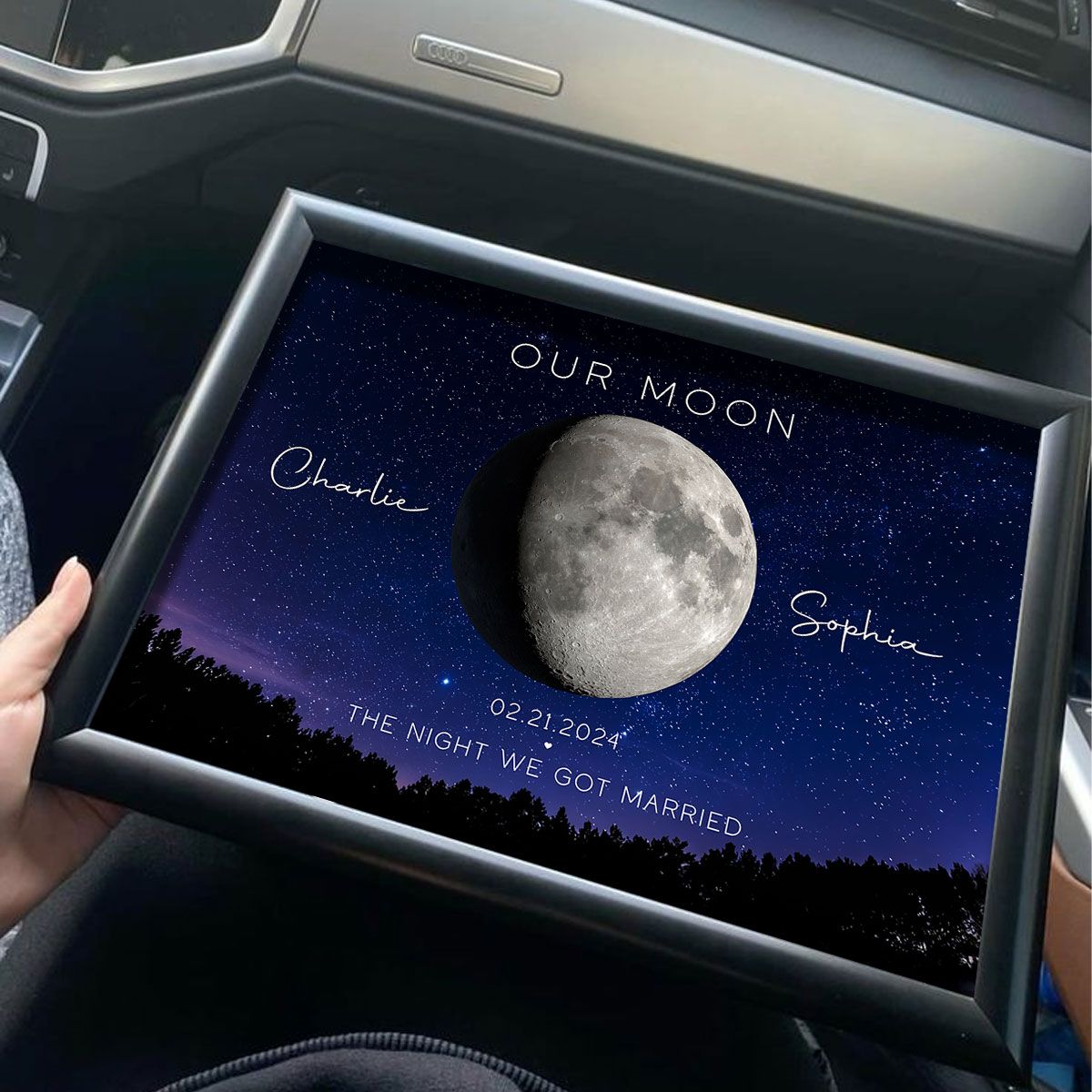 Our Moon Couple Gift Moon Phase Art Anniversary for Wife, Gift for Husband Wedding Anniversary Personalized Canvas