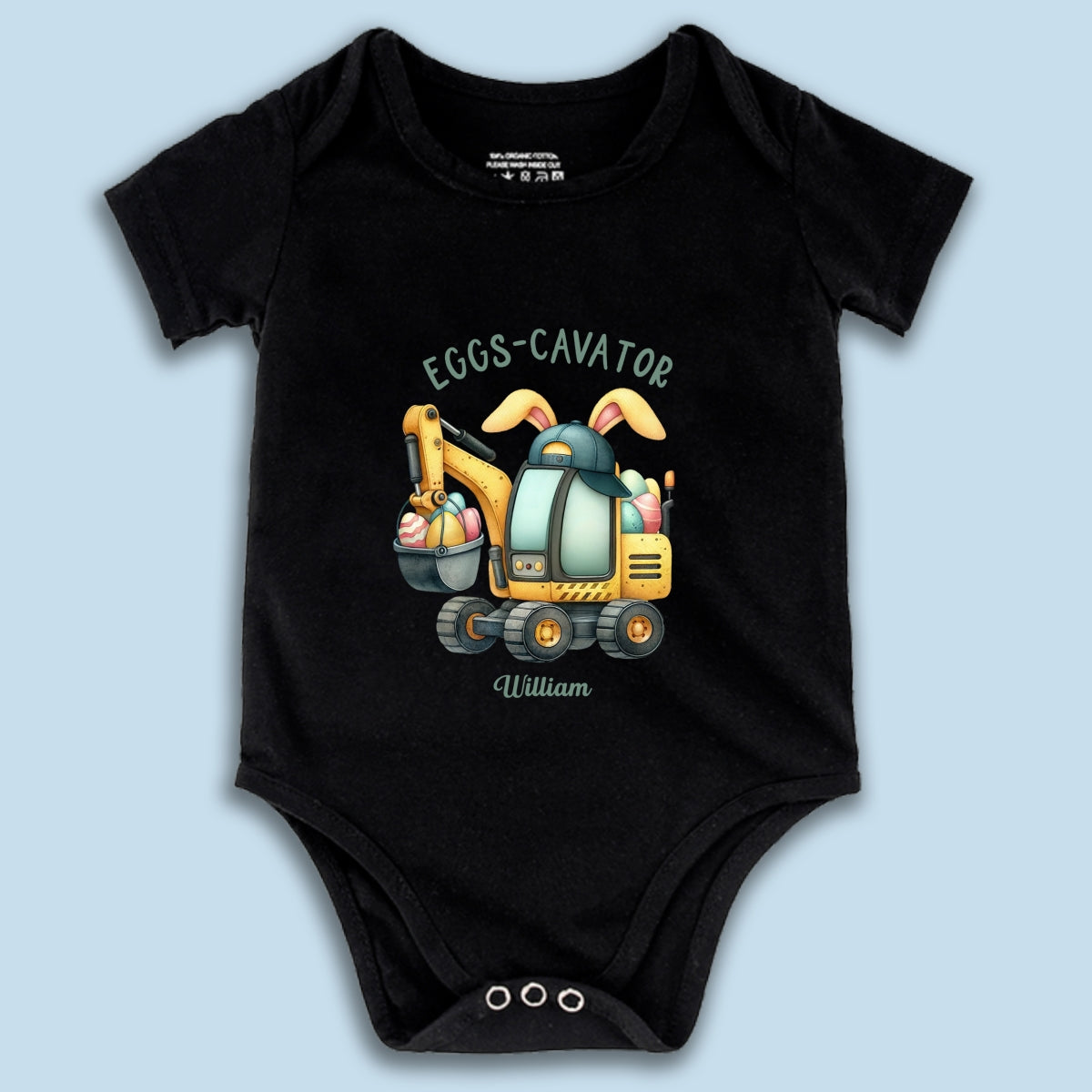 Eggs-Cavator Boy Girl Watercolor Personalized Baby Onesie Baby Shirt