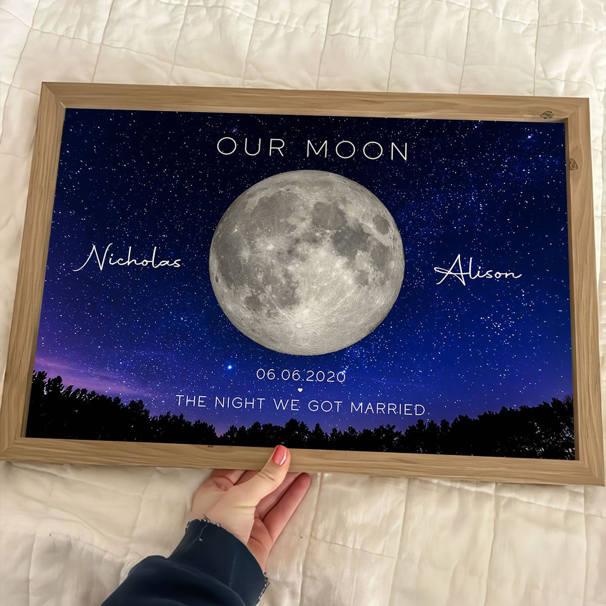 Our Moon Couple Gift Moon Phase Art Anniversary for Wife, Gift for Husband Wedding Anniversary Personalized Canvas