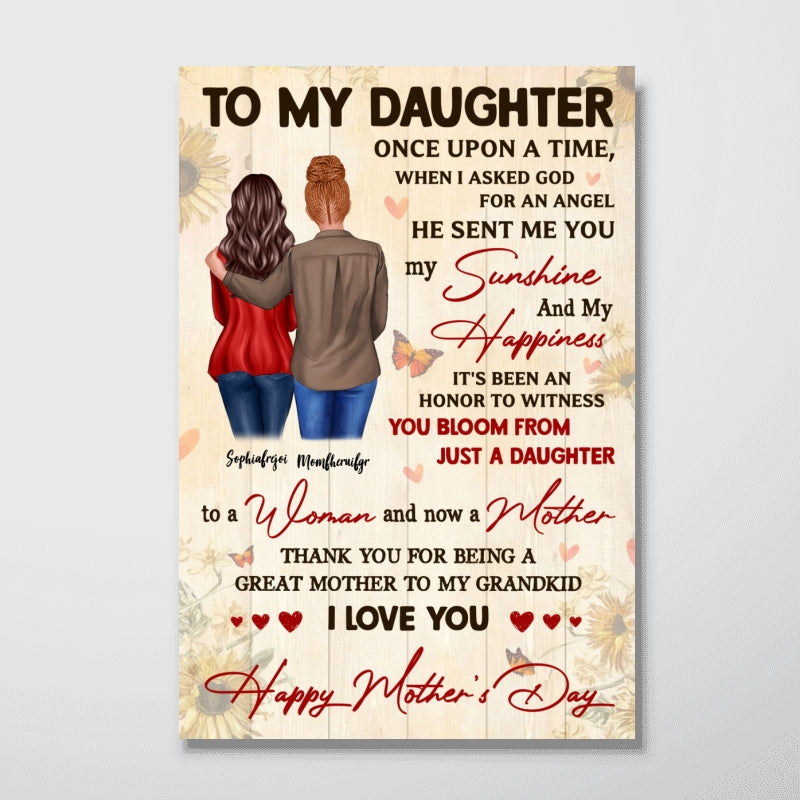 Watching You Be A Mom Happy Mother's Day From Mom Personalized Canvas, Mother's Day Gift For Daughter