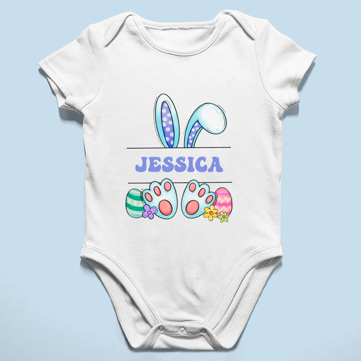 Cute Easter Bunny Personalized Baby Onesie Baby Shirt - Custom Baby Name