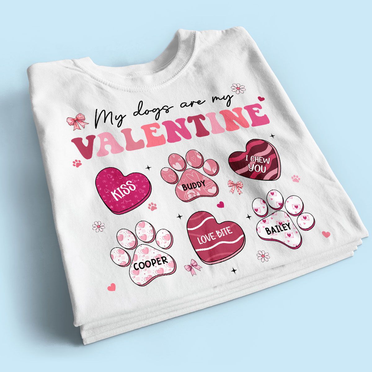 My Dogs Cats Are My Valentine Coquette Paw Valentine's Day Gift For Pet Lover Personalized Shirt