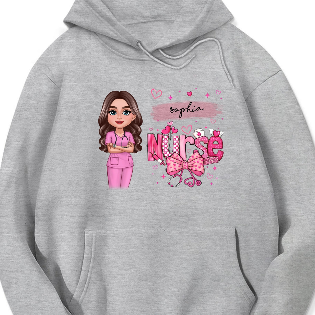 Nurse Pink Coquette Bow Personalized Shirt, Birthday Valentine's Day Gift For Nurse Wife Girlfriend Bestie