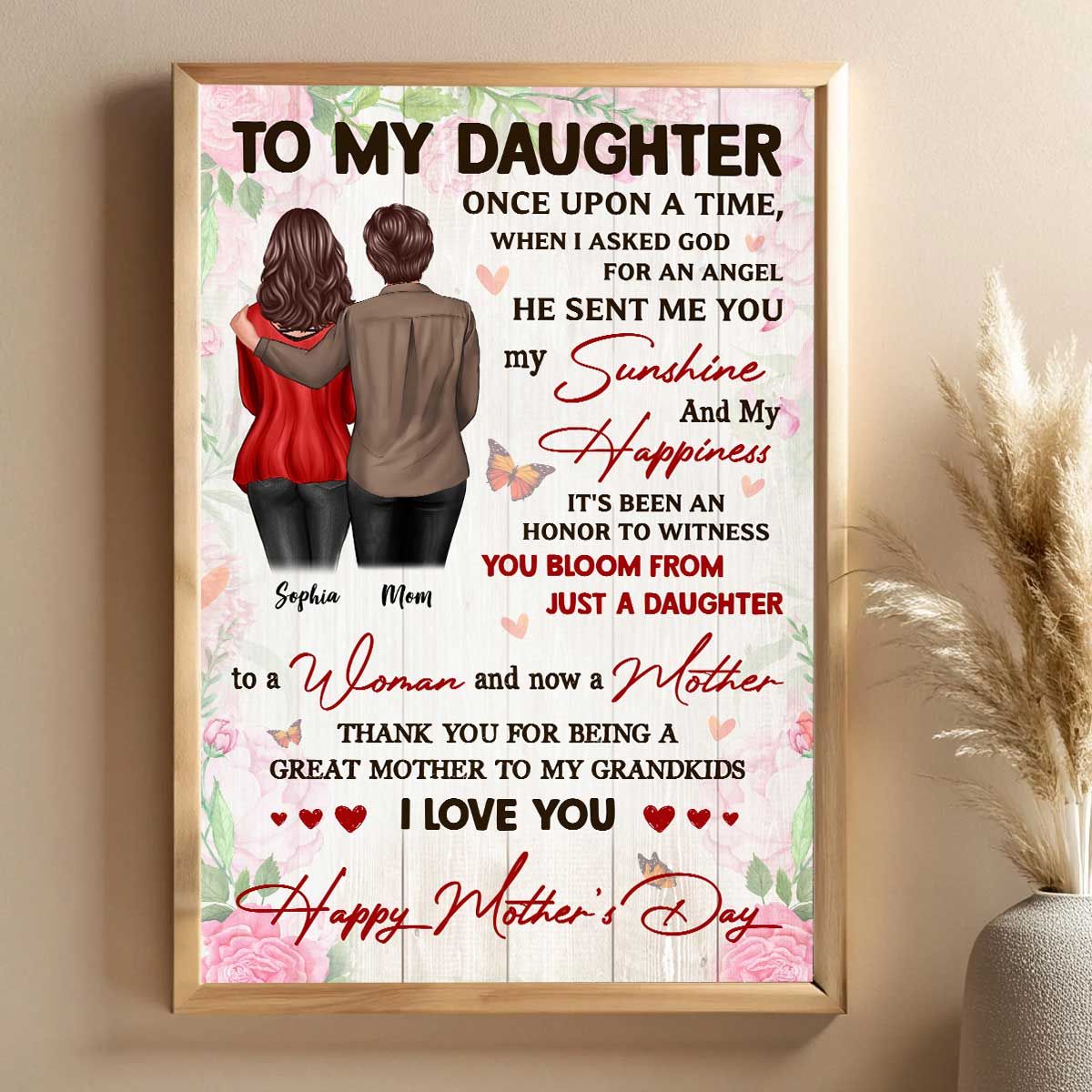 Watching You Be A Mom Happy Mother's Day From Mom Personalized Canvas, Mother's Day Gift For Daughter