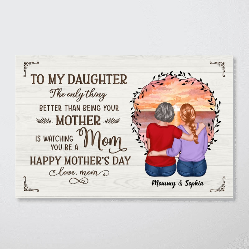 Beach Landscape Inside Wreath To My Daughter From Mom Personalized Canvas, Mother's Day Gift For Daughter