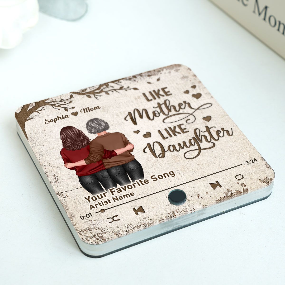 Mother Daughter Standing Back View Personalized Music Fridge Magnet, Gift For Mom Mother's Day Gift