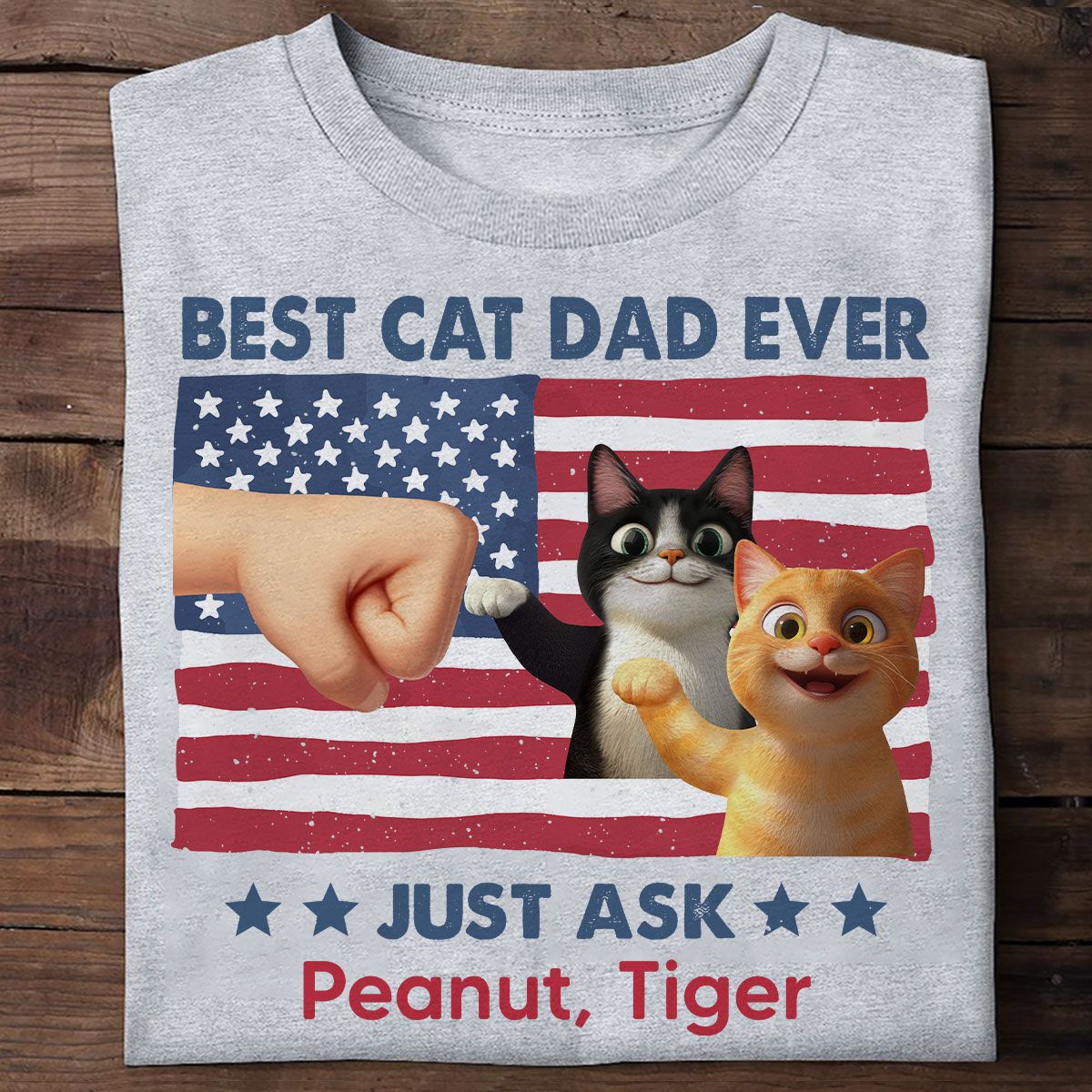 Best Cat Dad Nation Flag Personalized Shirt, Cute Cartoon Funny Cats, Gift for Cat Dads
