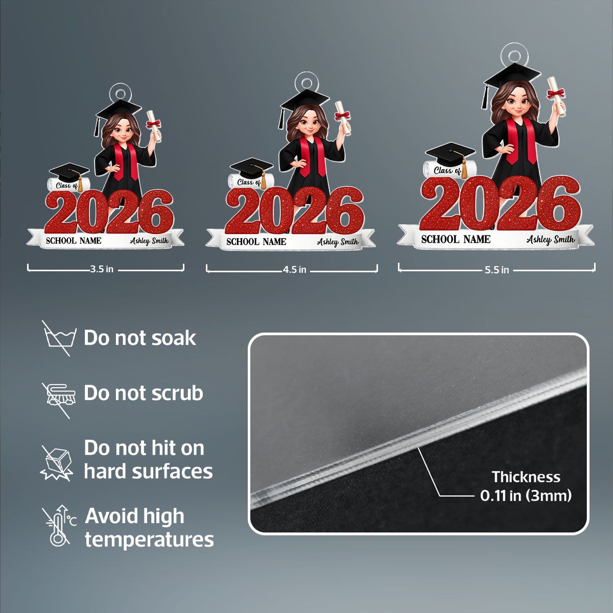 Class Of 2025 2026 3D Effect Senior - Personalized Acrylic Ornament - Christmas Gift For Senior