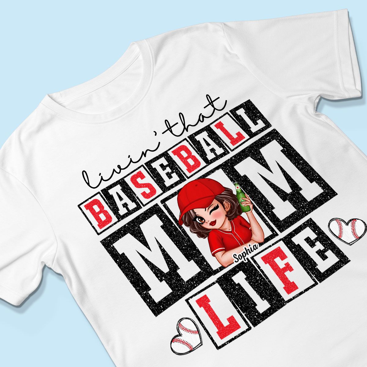 Livin' that Baseball Mom Life Personalized Shirt