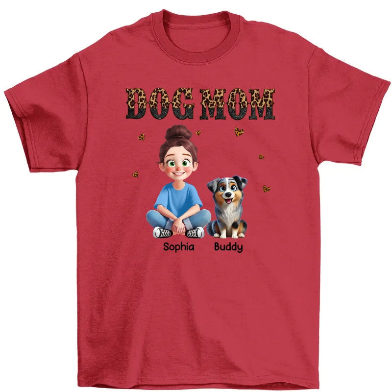Leopard Dog Mom Animation Cartoon Personalized Shirt, Gift For Dog Lovers