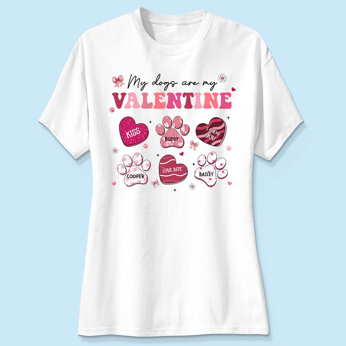 My Dogs Cats Are My Valentine Coquette Paw Valentine's Day Gift For Pet Lover Personalized Shirt