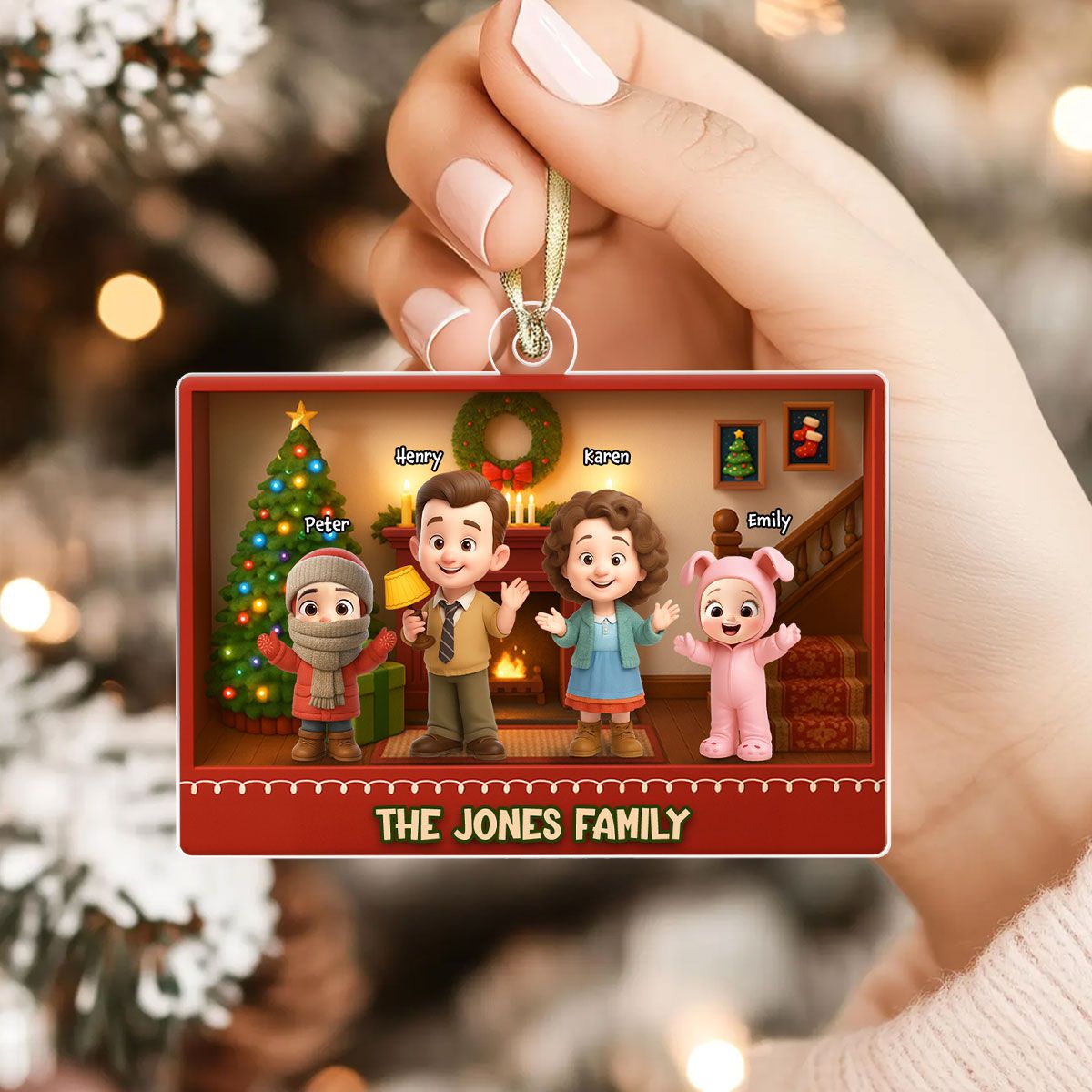 Family Christmas Action Figure Personalized Acrylic Ornament, Nostalgia Christmas Decor for Family