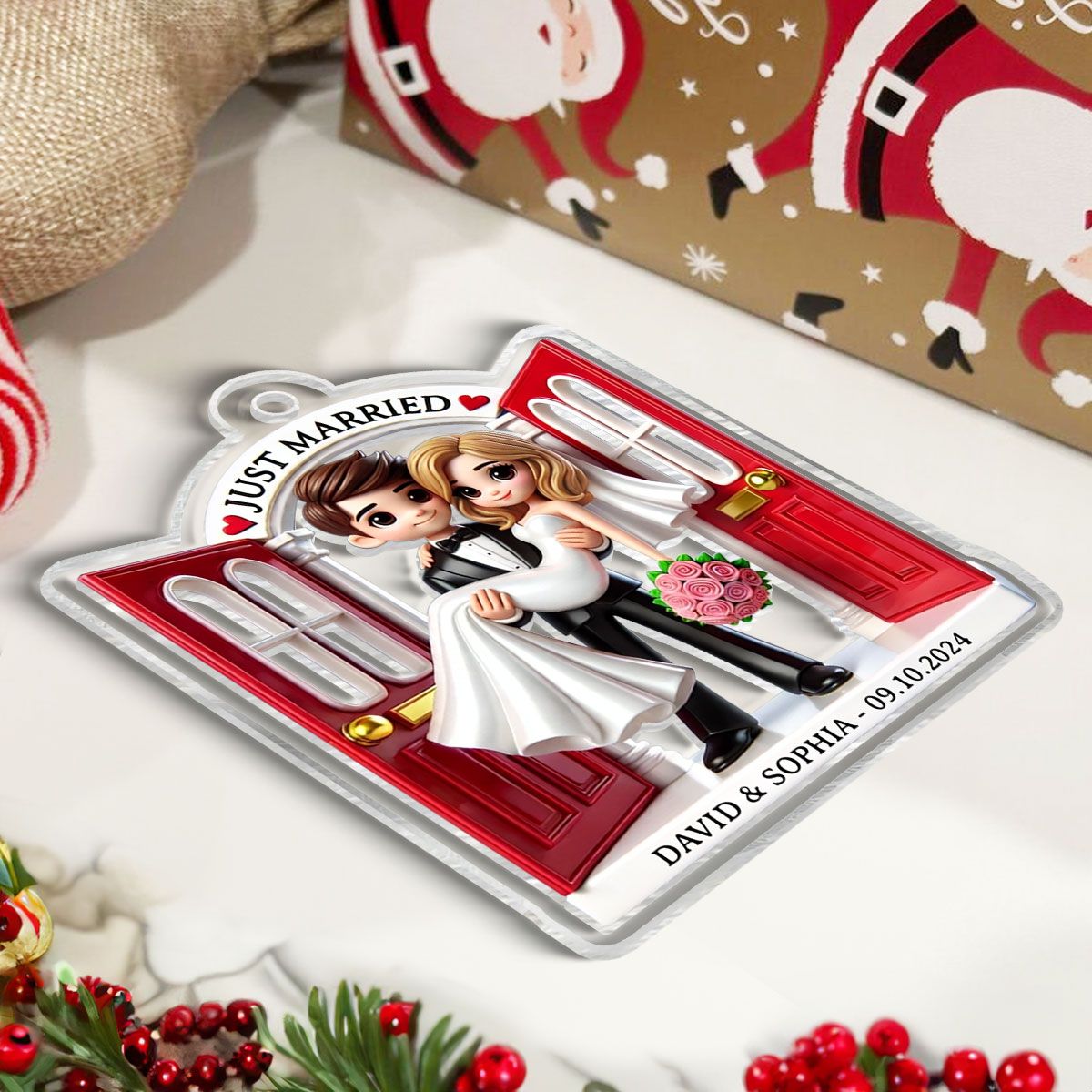 Married Wedding Couple Threshold Acrylic Ornament, MR. & MRS. Gift