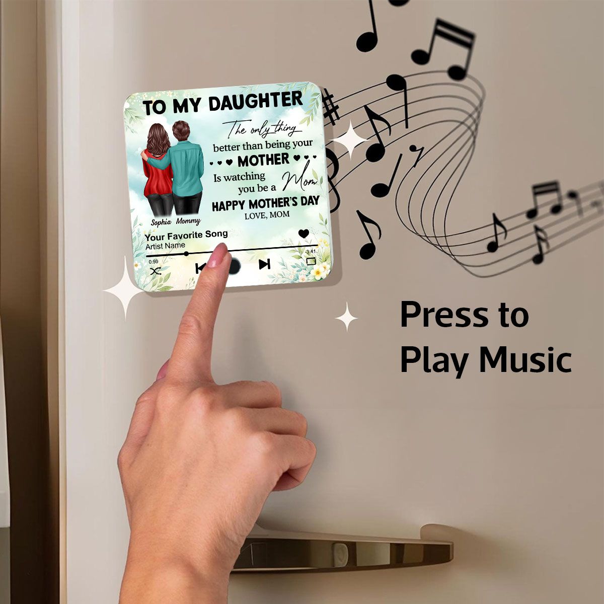To My Daughter From Mom Personalized Music Fridge Magnet, Heartfelt 2025 Mother's Day Gift For Daughter