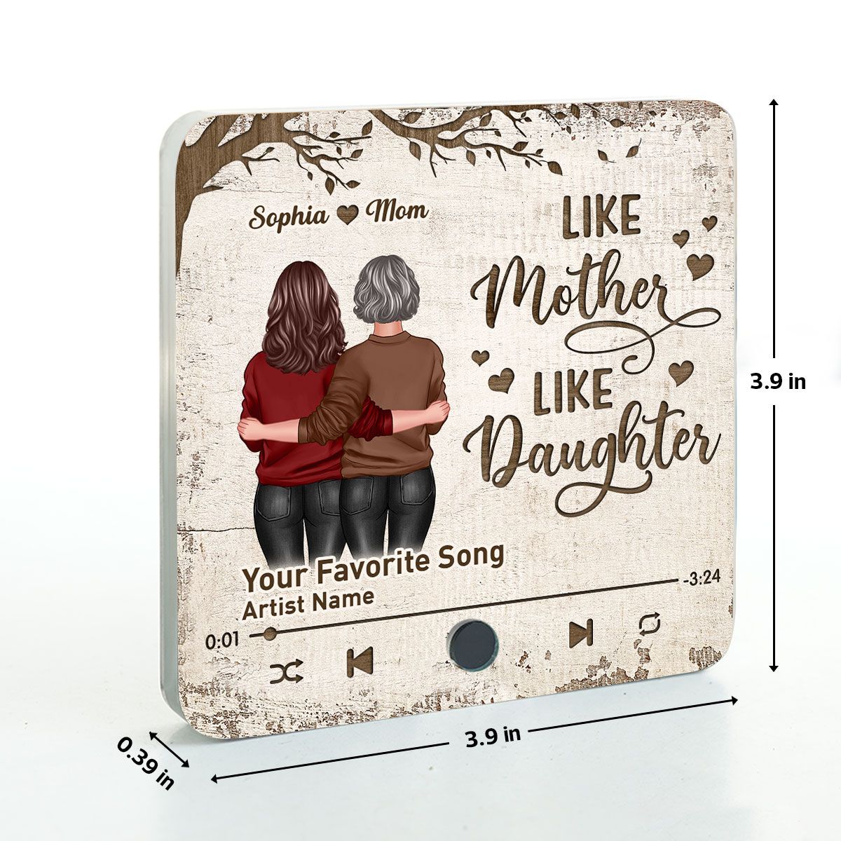 Mother Daughter Standing Back View Personalized Music Fridge Magnet, Gift For Mom Mother's Day Gift