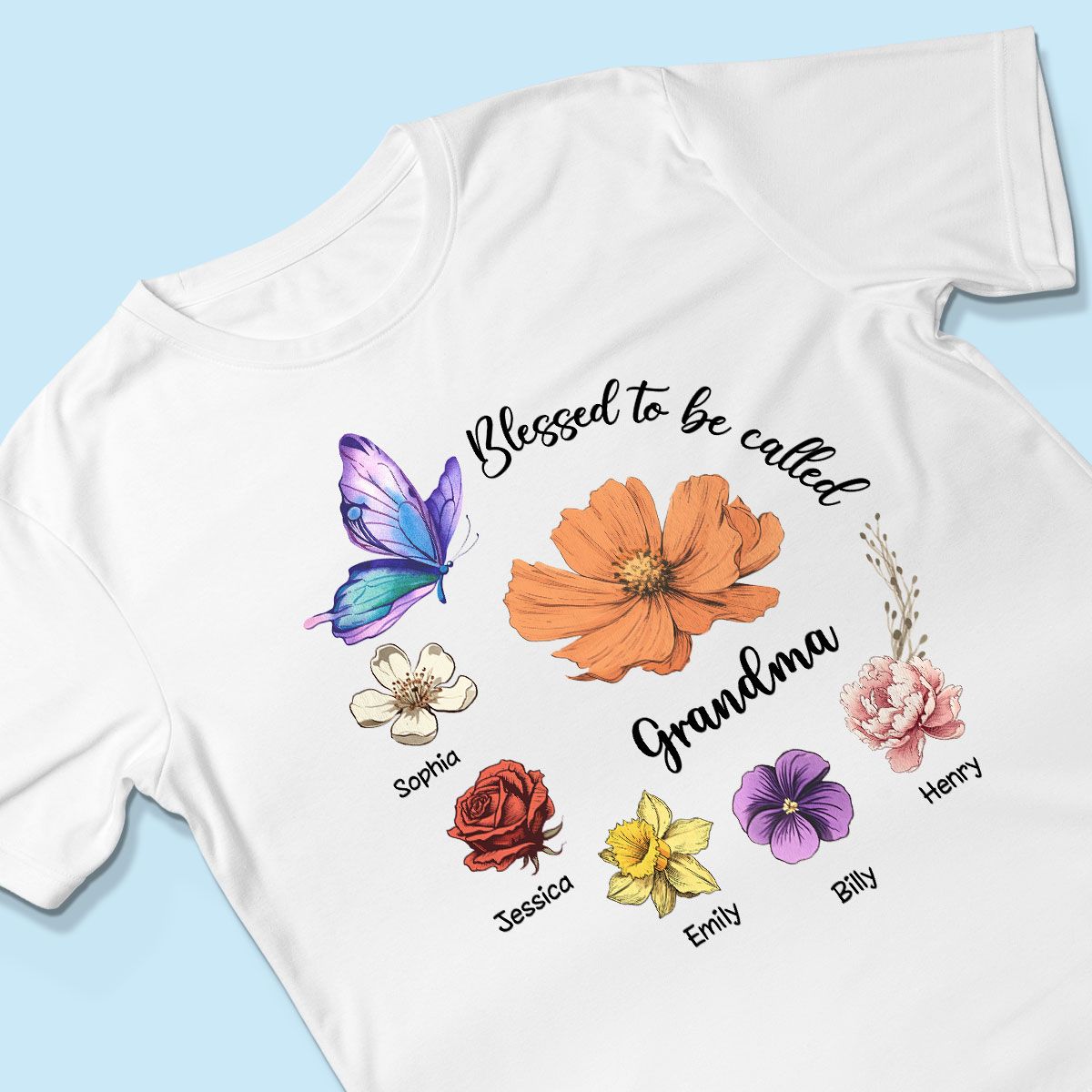 Blessed To Be Called Mom Grandma Circle Birth Month Flowers Personalized Shirt, Mother's Day Gift for Moms, for Grandmas