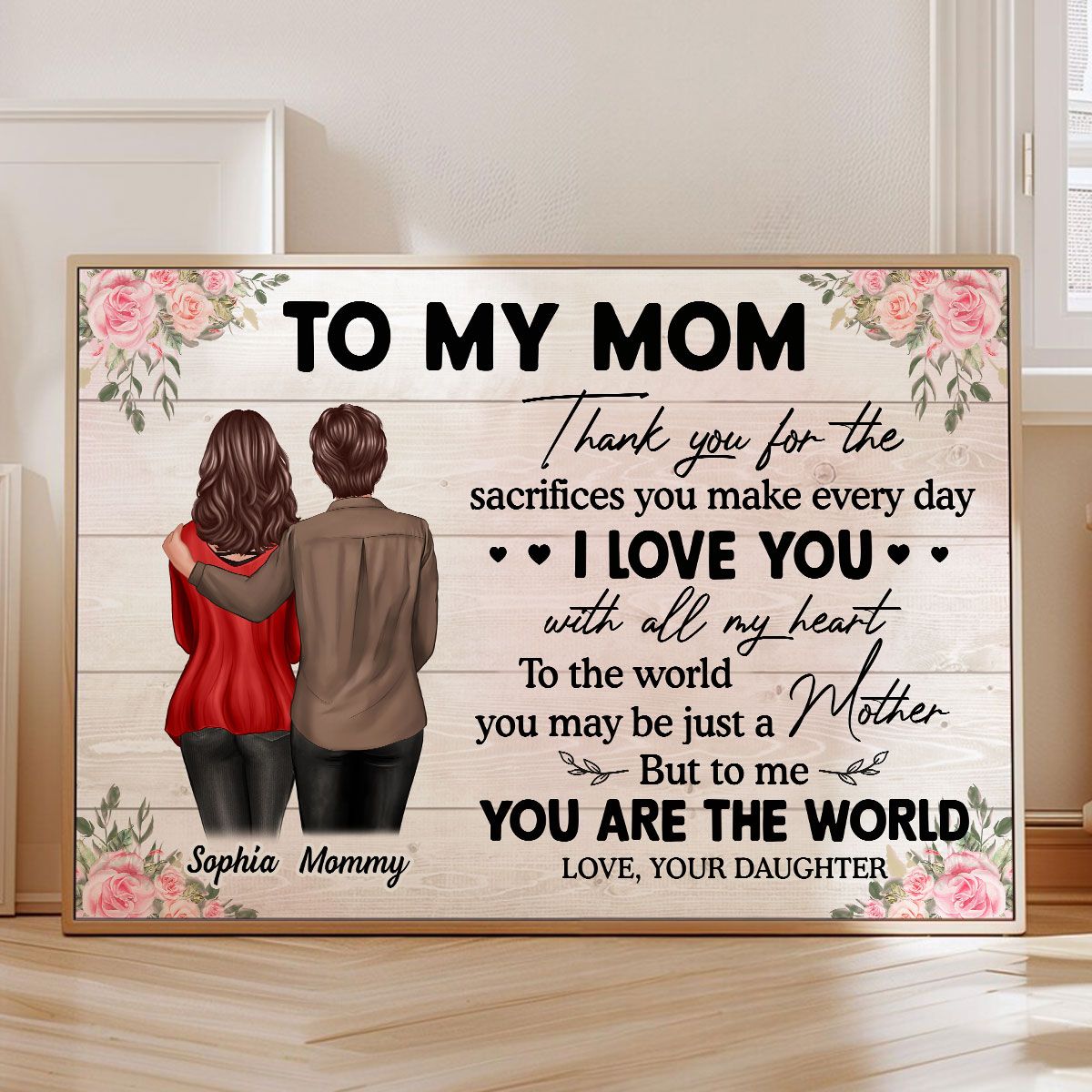 To My Mom From Daughter Happy Mother's Day Personalized Canvas, Mother's Day Gift For Mom