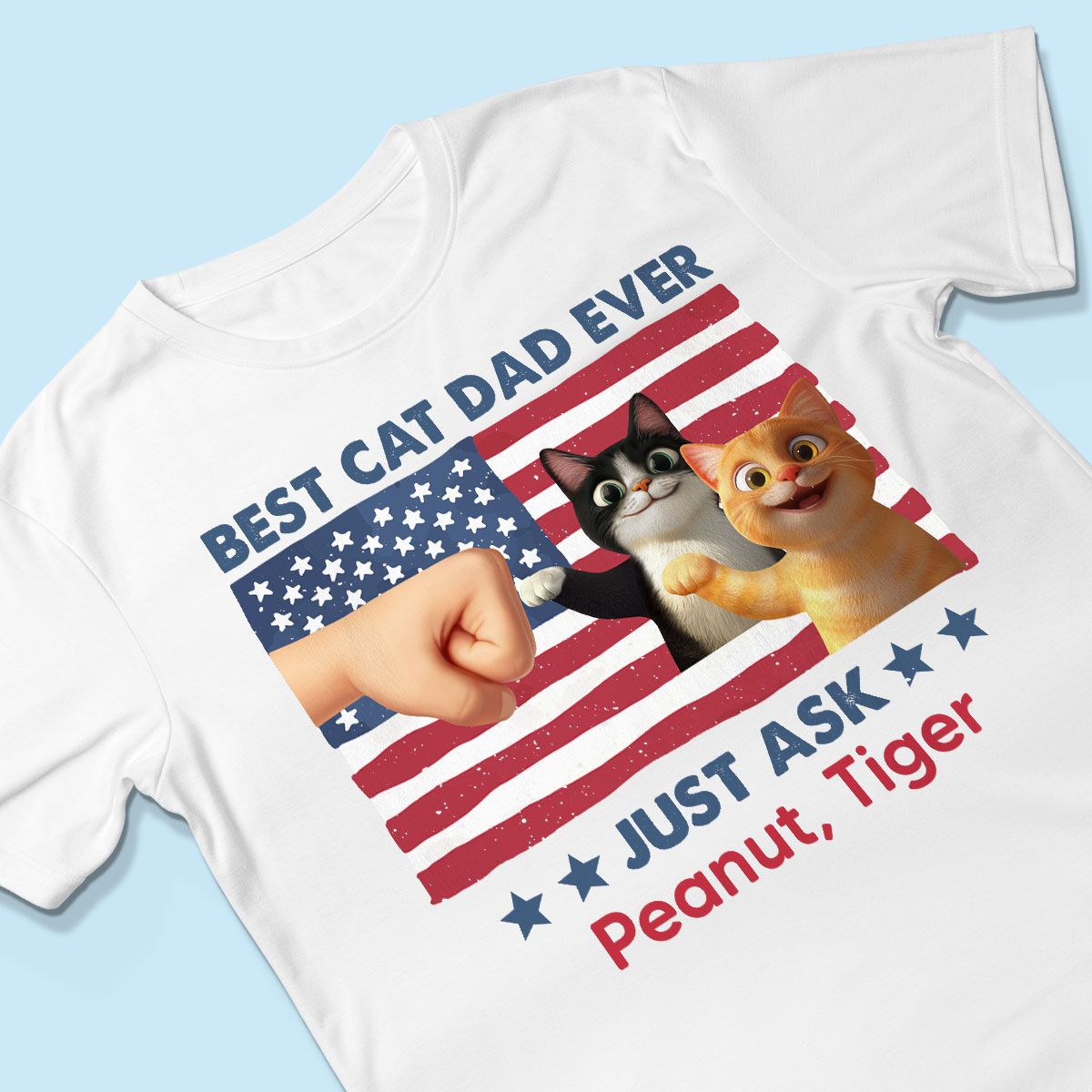 Best Cat Dad Nation Flag Personalized Shirt, Cute Cartoon Funny Cats, Gift for Cat Dads