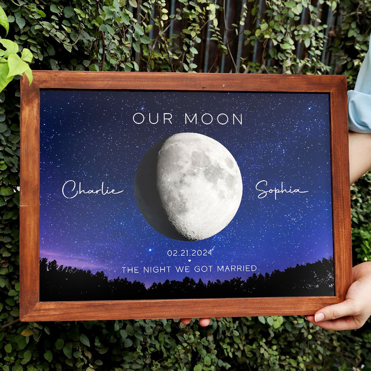 Our Moon Couple Gift Moon Phase Art Anniversary for Wife, Gift for Husband Wedding Anniversary Personalized Canvas