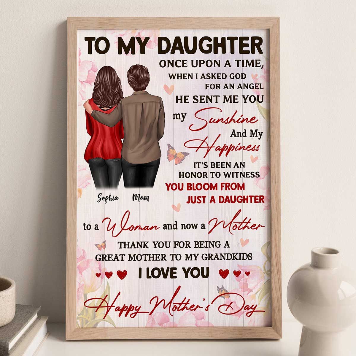 Watching You Be A Mom Happy Mother's Day From Mom Personalized Canvas, Mother's Day Gift For Daughter