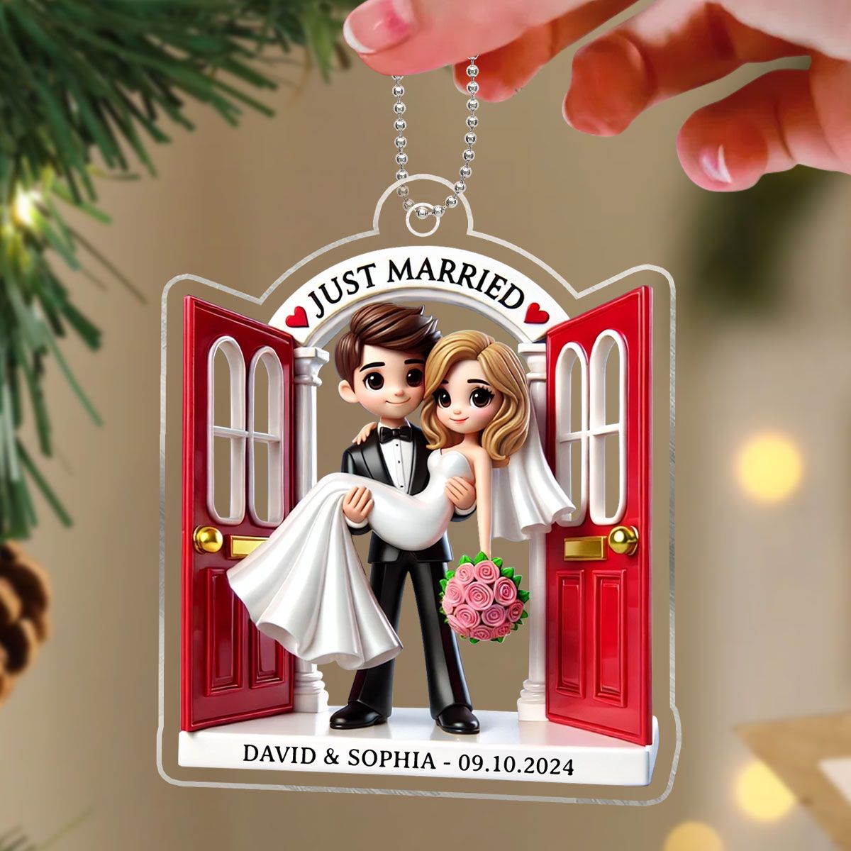 Married Wedding Couple Threshold Acrylic Ornament, MR. & MRS. Gift