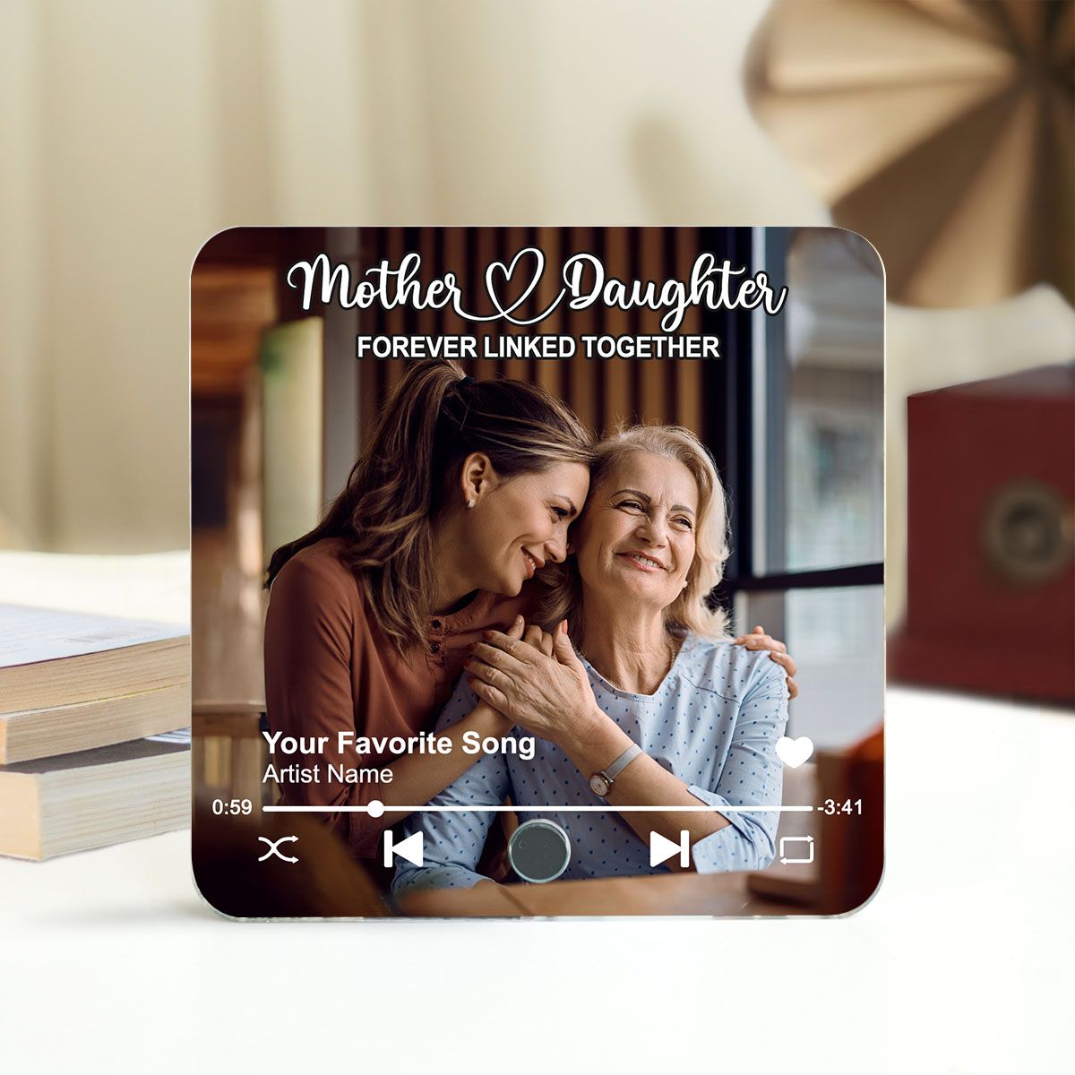 Mother & Daughters Sons Forever Linked Together Upload Photo Personalized Music Fridge Magnet, Heartfelt Mother's Day Gift , Birthday Gift For Mom