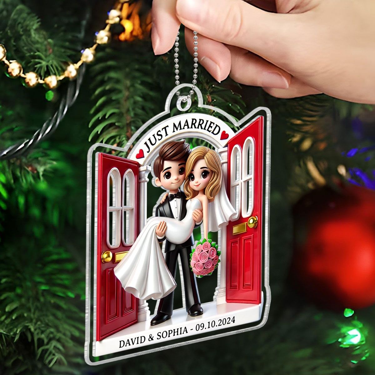 Married Wedding Couple Threshold Acrylic Ornament, MR. & MRS. Gift