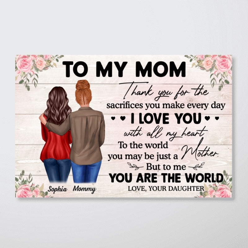 To My Mom From Daughter Happy Mother's Day Personalized Canvas, Mother's Day Gift For Mom