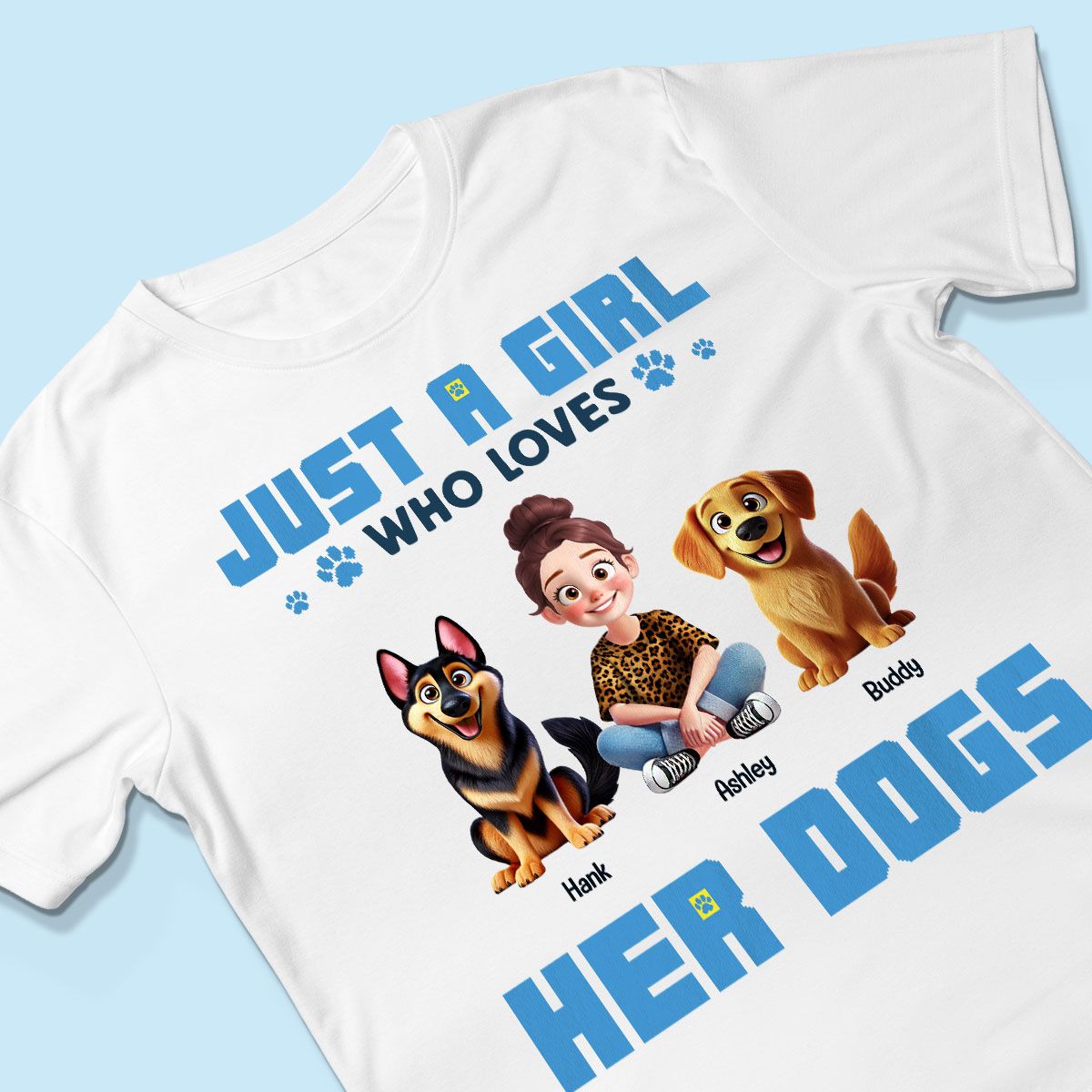 Animation Cartoon Just A Girl Who Loves Her Dogs Personalized Shirt, Gift For Dog Lovers