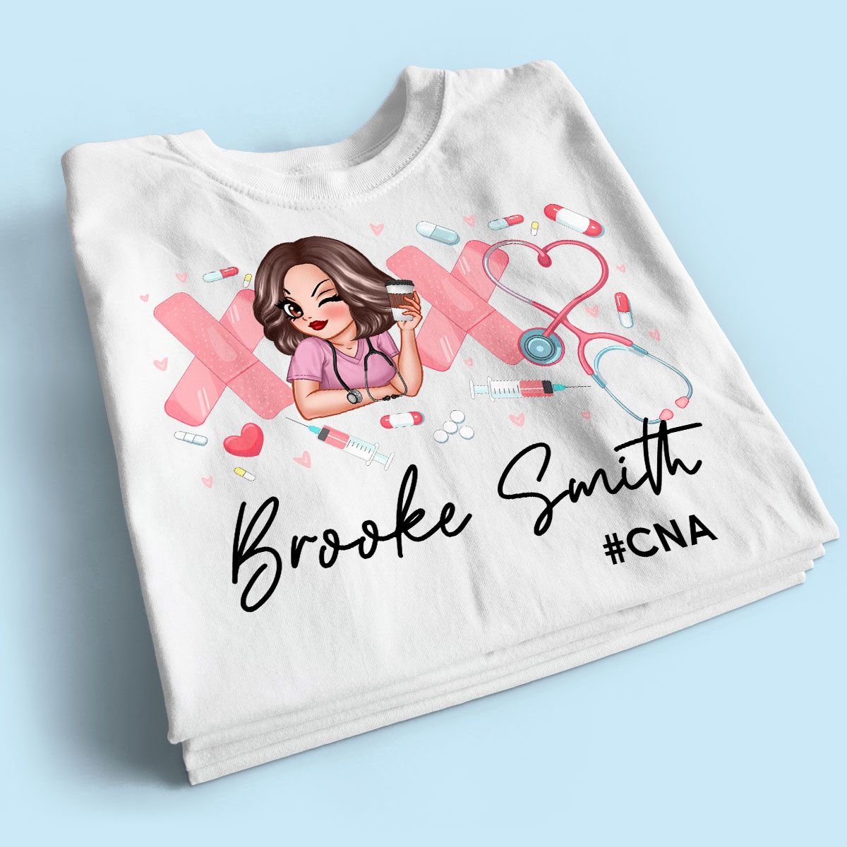 Pink Coquette XOXO Nurse Personalized Shirt, Birthday Valentine's Day Gift For Nurse Wife, Girlfriend, Bestie