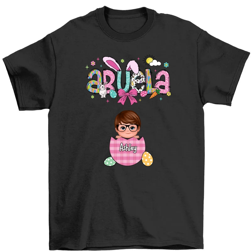 Grandma Mom Gigi Easter Eggs Kids Name Personalized Shirt