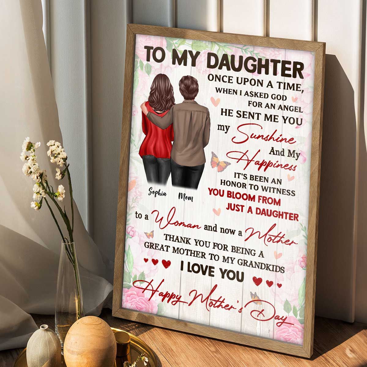 Watching You Be A Mom Happy Mother's Day From Mom Personalized Canvas, Mother's Day Gift For Daughter