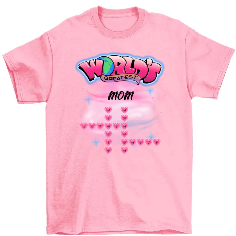 Airbrushed Mom Grandma Kids Names Crosswords Personalized Shirt, Mother's Day Shirt for Mom, for Grandma